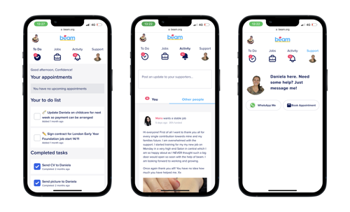 Beam’s app helps homeless people apply for jobs and connect with their peers