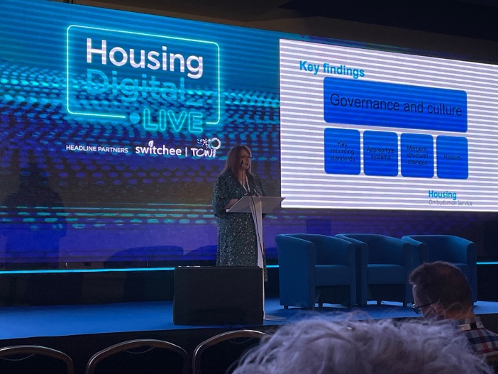 The Housing Ombudsman Service's Kathryn Eyre speaking at Housing Digital Live 2024