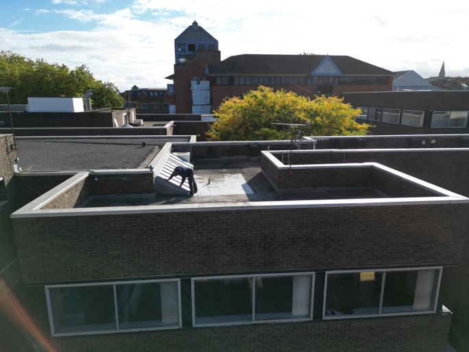 A photo of a rooftop taken by a Swindon Borough Council drone